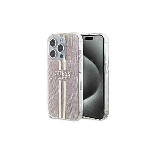 Guess GUHCP15LH4PSEGP iPhone 15 Pro 6.1 készülékhez kemény tok IML 4G Gold Stripe rózsaszín -  iPhone 15 Pro tok a Domshop kínálatából