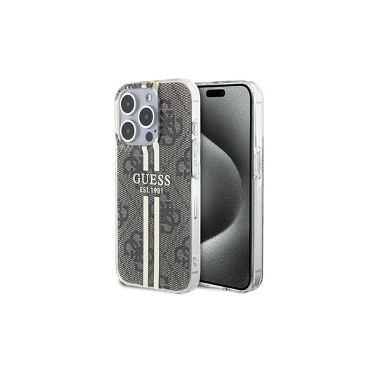 Guess GUHCP15LH4PSEGW iPhone 15 Pro 6.1 készülékhez kemény tok IML 4G Gold Stripe barna -  iPhone 15 Pro tok a Domshop kínálatából