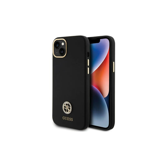 Guess GUHCP15M4DGPK iPhone 15 Plus / 14 Plus 6.7" készülékhez szilikon kemény tok Logo Strass 4G fekete -  iPhone 14 Plus/15Plus tok a Domshop kínálatából