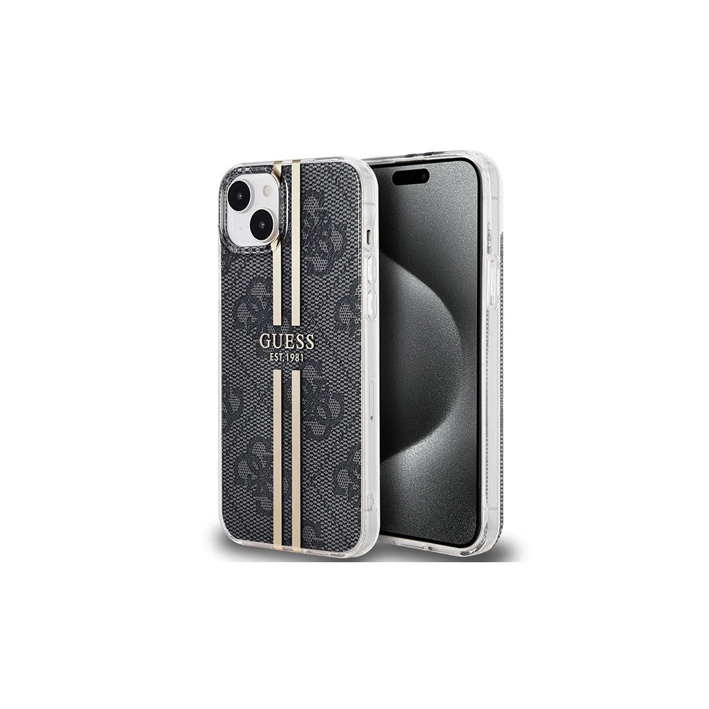 Guess GUHCP15MH4PSEGK iPhone 15 Plus / 14 Plus készülékhez 6,7 hüvelykes kemény tok IML 4G Gold Stripe fekete -  iPhone 14 Plus/15Plus tok a Domshop kínálatából