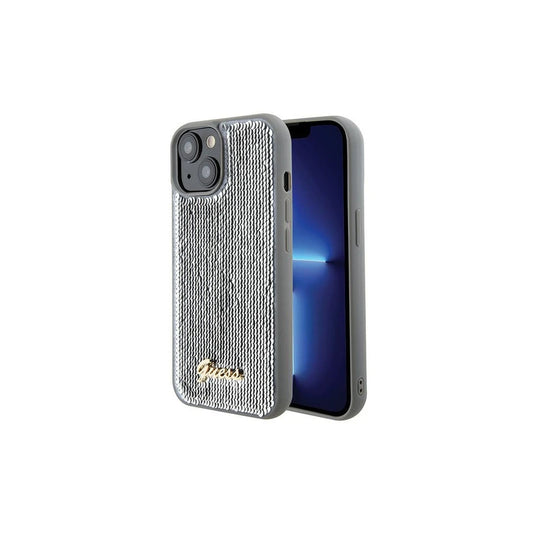 Guess GUHCP15SPSFDGSS iPhone 15 / 14 / 13 készülékhez 6,1 hüvelykes kemény tok Sequin Script Metal ezüst -  iPhone 13/14/15 tok a Domshop kínálatából