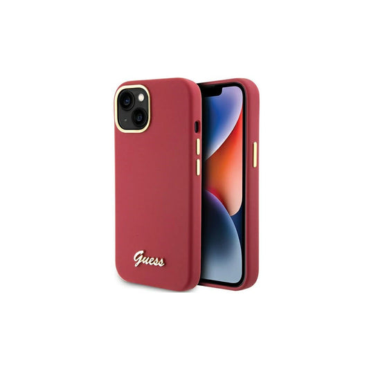 Guess GUHCP15SSMBSLM iPhone 15 / 14 / 13 6.1" készülékhez kemény tok - Silicone Script Metal Logo & Frame - mágenta -  iPhone 13/14/15 tok a Domshop kínálatából