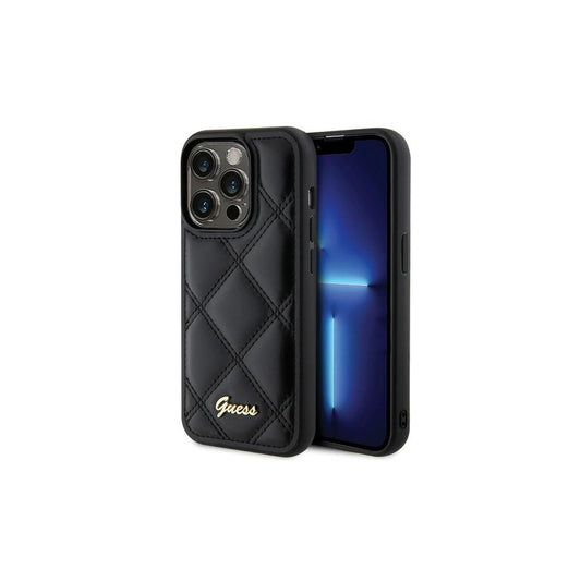 Guess GUHCP15XPSQSQSK iPhone 15 Pro Max készülékhez 6,7 hüvelykes kemény tok Quilted Metal Logo fekete -  iPhone 15 Pro Max tok a Domshop kínálatából