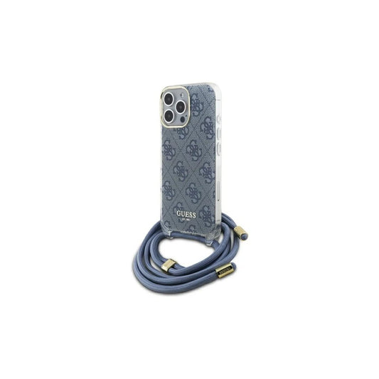 Guess GUHCP16LHC4SEB iPhone 16 Pro 6.3" készülékhez kemény tok Crossbody Cord 4G Print kék -  iPhone 16 Pro tok a Domshop kínálatából
