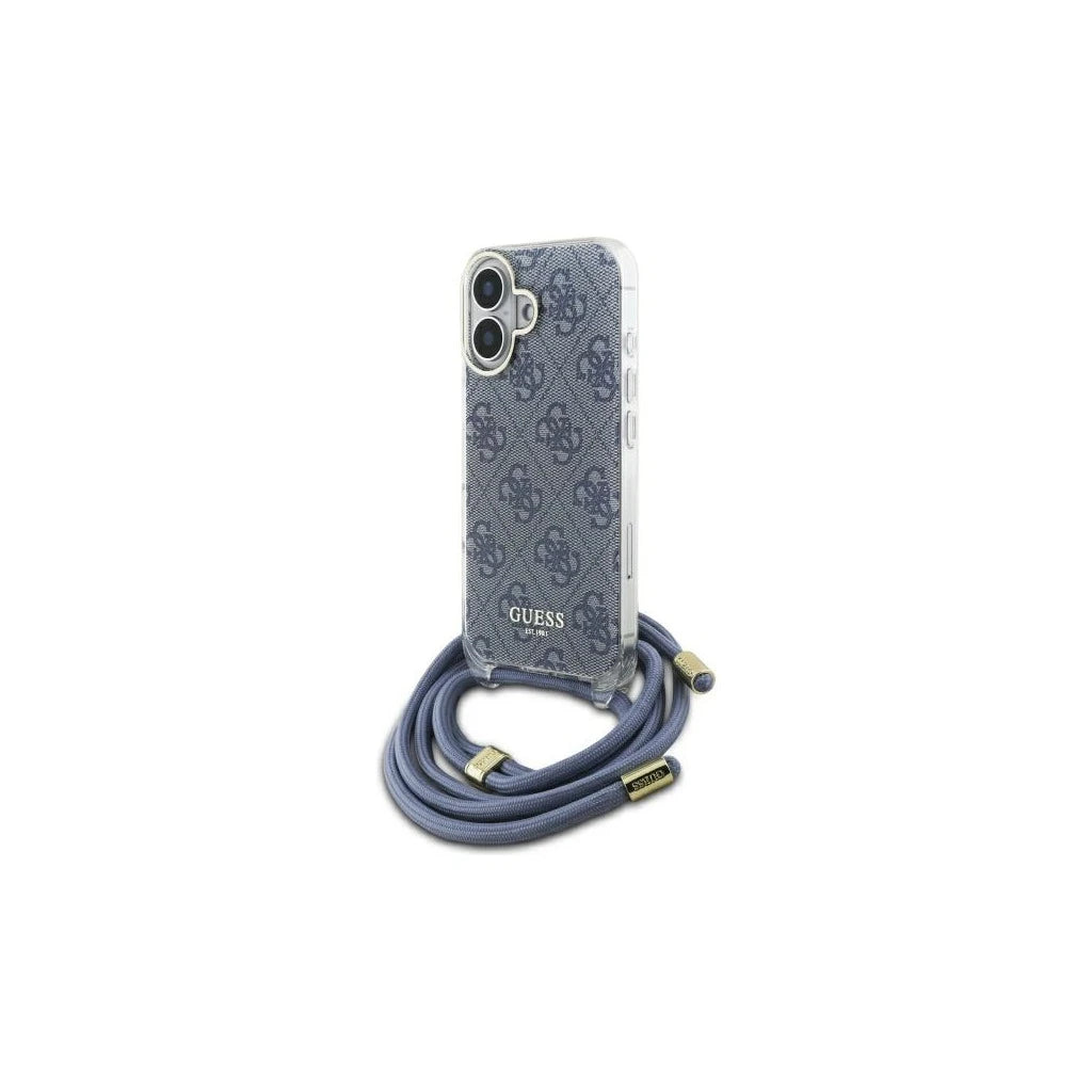 Guess GUHCP16SHC4SEB iPhone 16 6.1" készülékhez kemény tok Crossbody Cord 4G Print kék -  iPhone 16 tok a Domshop kínálatából