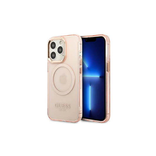 Guess GUHMP13XHTCMP iPhone 13 Pro Max 6,7" készülékhez kemény tok Gold Outline Translucent MagSafe rózsaszín -  iPhone 13 Pro Max tok a Domshop kínálatából