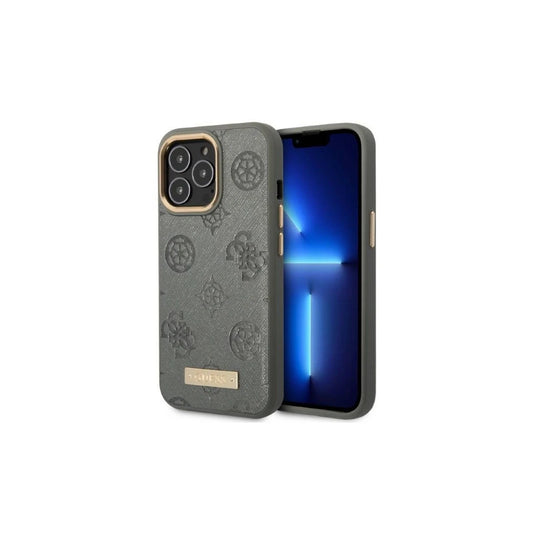 Guess GUHMP13XSAPSTG iPhone 13 Pro Max 6,7" készülékhez kemény tok Peony Logo Plate MagSafe szürke -  iPhone 13 Pro Max tok a Domshop kínálatából