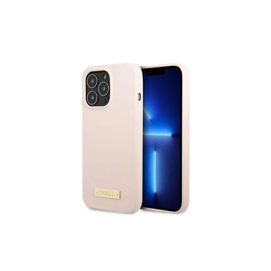 Guess GUHMP13XSPLP iPhone 13 Pro Max 6,7" készülékhez kemény tok Silicone Logo Plate MagSafe rózsaszín -  iPhone 13 Pro Max tok a Domshop kínálatából