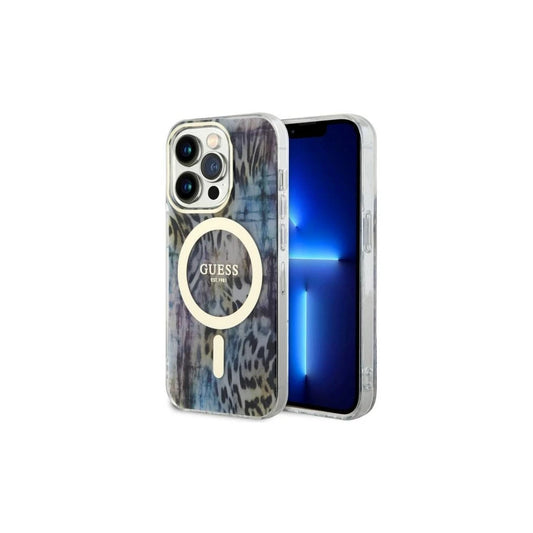 Guess GUHMP14LHLEOPWB iPhone 14 Pro 6.1 készülékhez kemény tok Leopard MagSafe kék -  iPhone 14 Pro tok a Domshop kínálatából