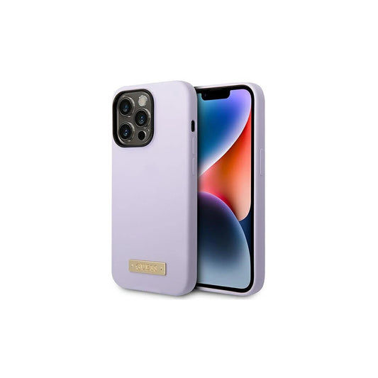 Guess GUHMP14LSBPLU iPhone 14 Pro 6,1" készülékhez kemény tok Silicone Logo Plate MagSafe lila -  iPhone 14 Pro tok a Domshop kínálatából