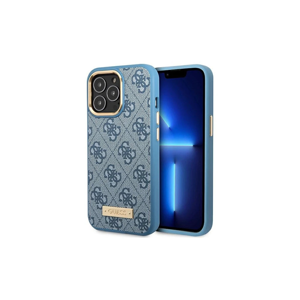 Guess GUHMP14LU4GPRB iPhone 14 Pro készülékhez 6.1" merev tok 4G Logo Plate MagSafe kék -  iPhone 14 Pro tok a Domshop kínálatából
