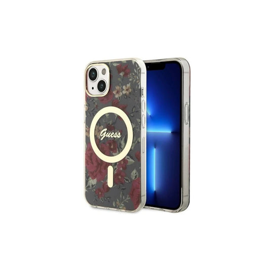 Guess GUHMP14MHCFWSA iPhone 14 Plus / 15 Plus 6.7" készülékhez kemény tok Flower MagSafe khaki -  iPhone 14 Plus/15Plus tok a Domshop kínálatából
