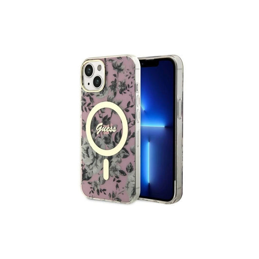 Guess GUHMP14MHCFWSP iPhone 14 Plus / 15 Plus készülékhez 6.7" Flower MagSafe tok rózsaszín -  iPhone 14 Plus/15Plus tok a Domshop kínálatából
