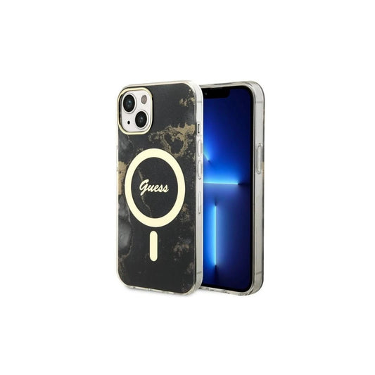 Guess GUHMP14MHTMRSK iPhone 14 Plus/15 Plus készülékhez 6.7″ kemény tok Golden Marble MagSafe fekete -  iPhone 14 Plus/15Plus tok a Domshop kínálatából