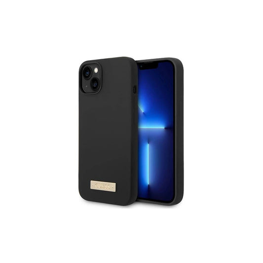 Guess GUHMP14MSBPLK iPhone 14 Plus/15 Plus 6.7" készülékhez kemény tok Silicone Logo Plate MagSafe fekete -  iPhone 14 Plus/15Plus tok a Domshop kínálatából