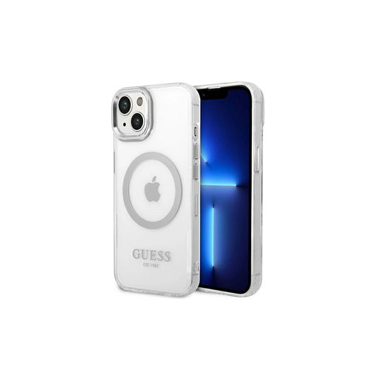 Guess GUHMP14SHTRMS iPhone 14/15/13 készülékhez 6.1" kemény tok Metal Outline Magsafe ezüst -  iPhone 13/14/15 tok a Domshop kínálatából