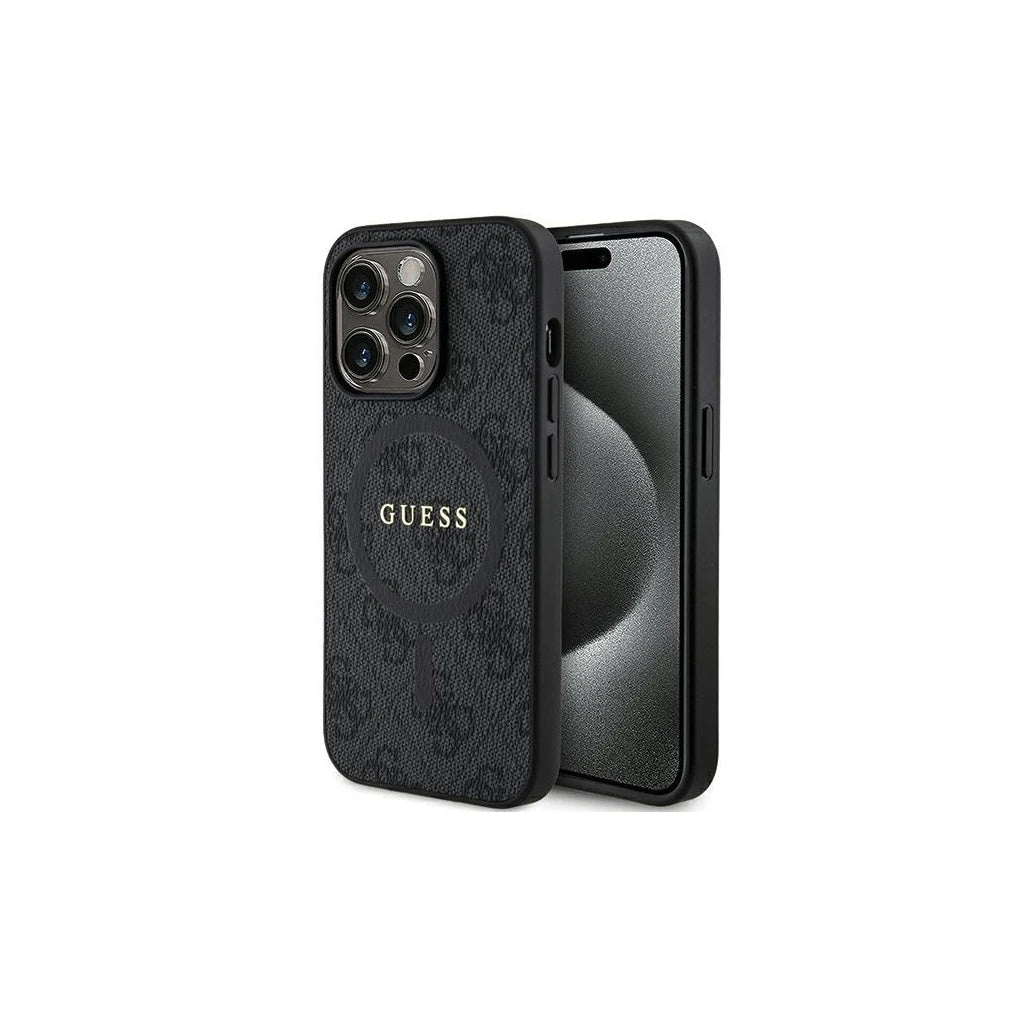 Guess GUHMP14XG4GFRK iPhone 14 Pro Max 6.7" készülékhez keménytok 4G Collection Leather Metal Logo Ma fekete -  iPhone 14 Pro Max tok a Domshop kínálatából