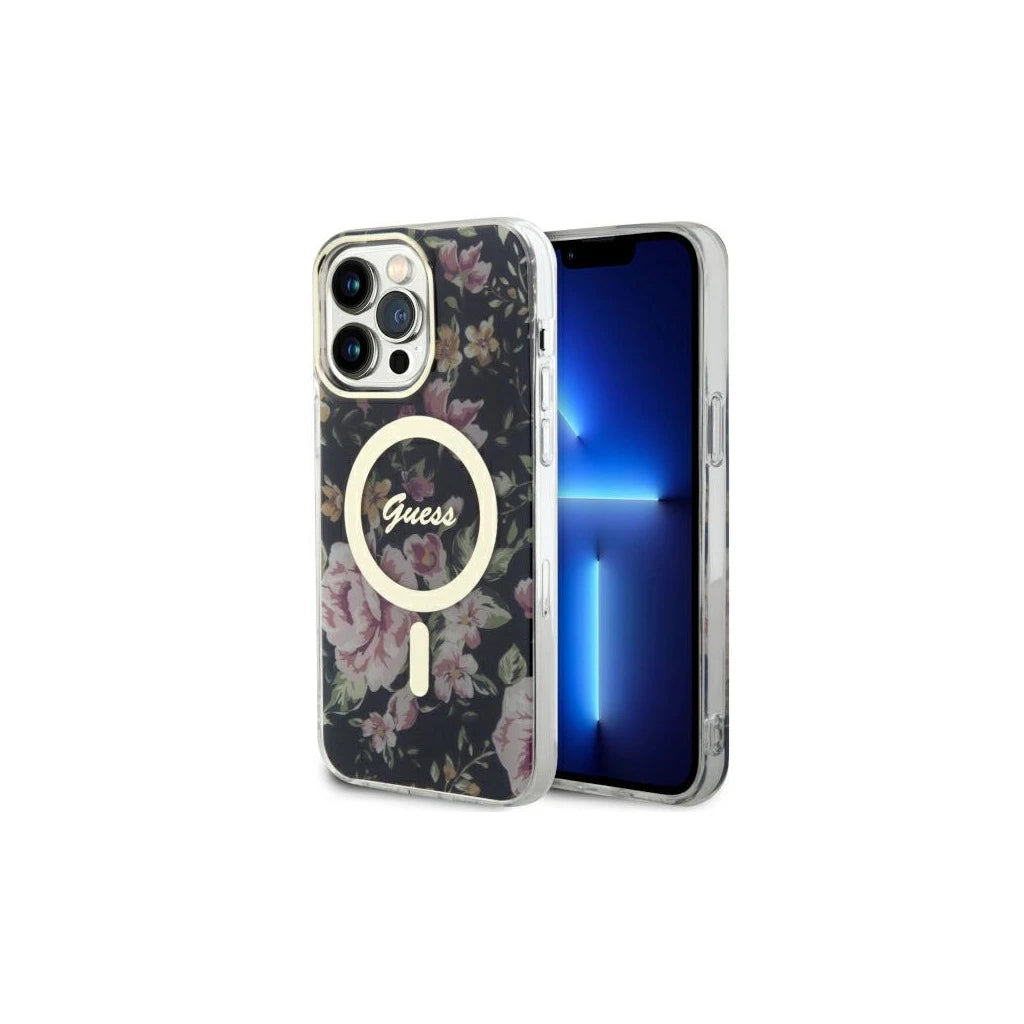 Guess GUHMP14XHCFWSK iPhone 14 Pro Max 6.7" készülékhez Flower MagSafe kemény tok fekete -  iPhone 14 Pro Max tok a Domshop kínálatából