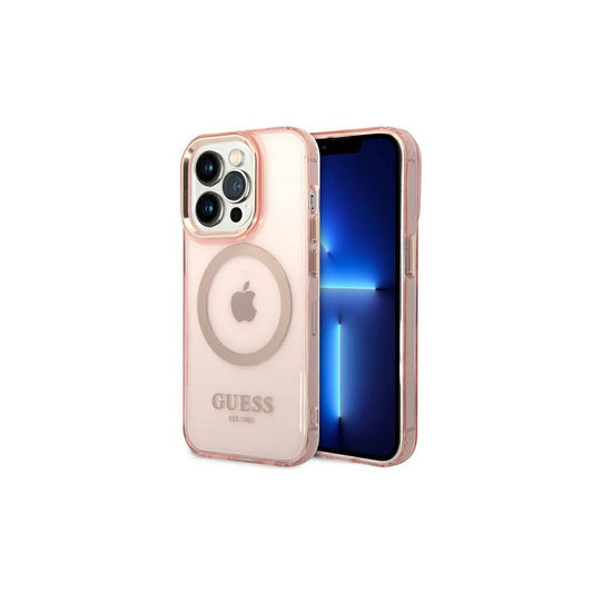 Guess GUHMP14XHTCMP iPhone 14 Pro Max 6,7" készülékhez kemény tok Gold Outline Translucent MagSafe rózsaszín -  iPhone 14 Pro Max tok a Domshop kínálatából