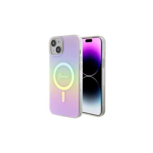 Guess GUHMP15MHITSP iPhone 15 Plus/14 Plus 6.7" készülékhez kemény tok, IML Iridescent, MagSafe, rózsaszín -  iPhone 14 Plus/15Plus tok a Domshop kínálatából