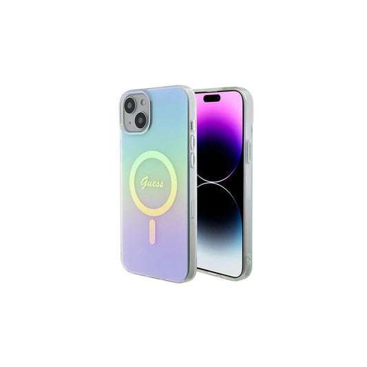 Guess GUHMP15MHITSQ iPhone 15 Plus/14 Plus készülékhez 6.7" IML Iridescent MagSafe kemény tok türkiz -  iPhone 14 Plus/15Plus tok a Domshop kínálatából