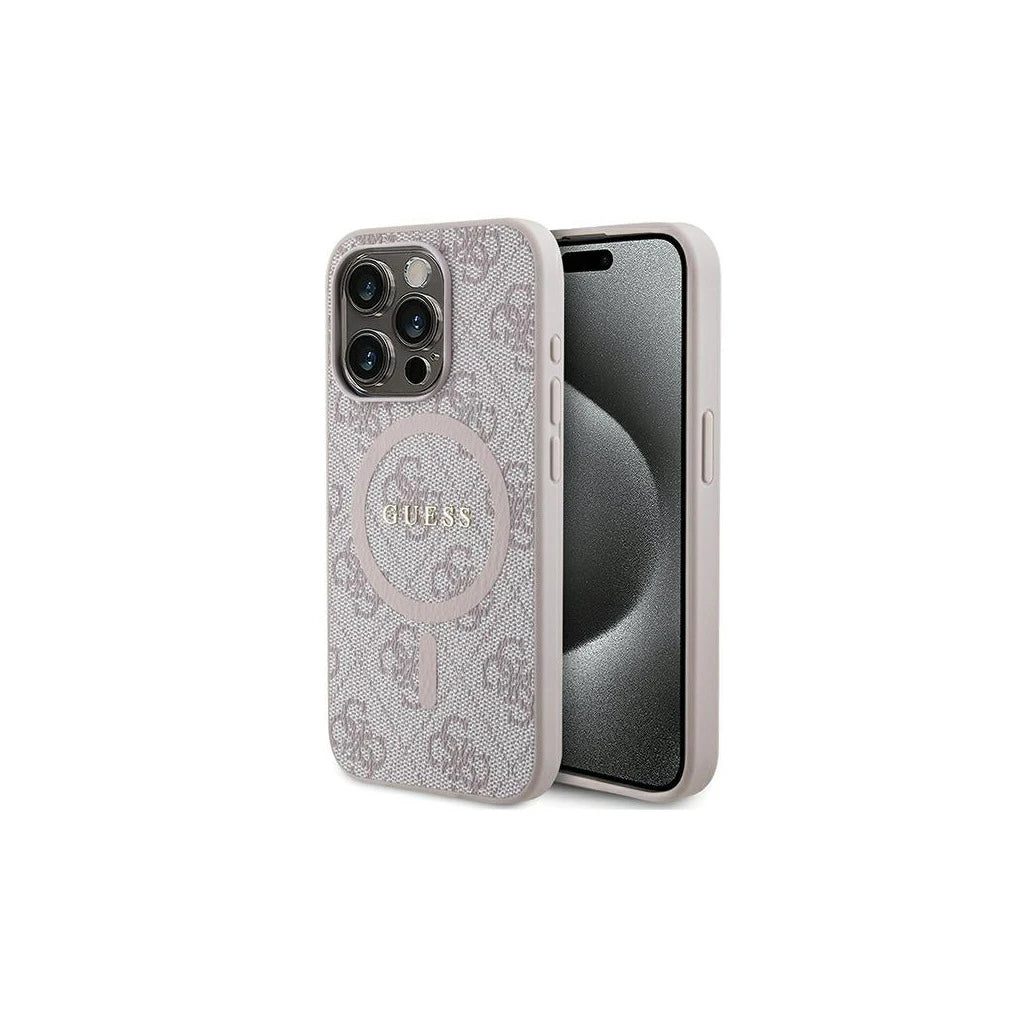 Guess GUHMP15XG4GFRP iPhone 15 Pro Max készülékhez 6.7" kemény tok 4G Collection Leather Metal Logo Mag rózsaszín -  iPhone 15 Pro Max tok a Domshop kínálatából