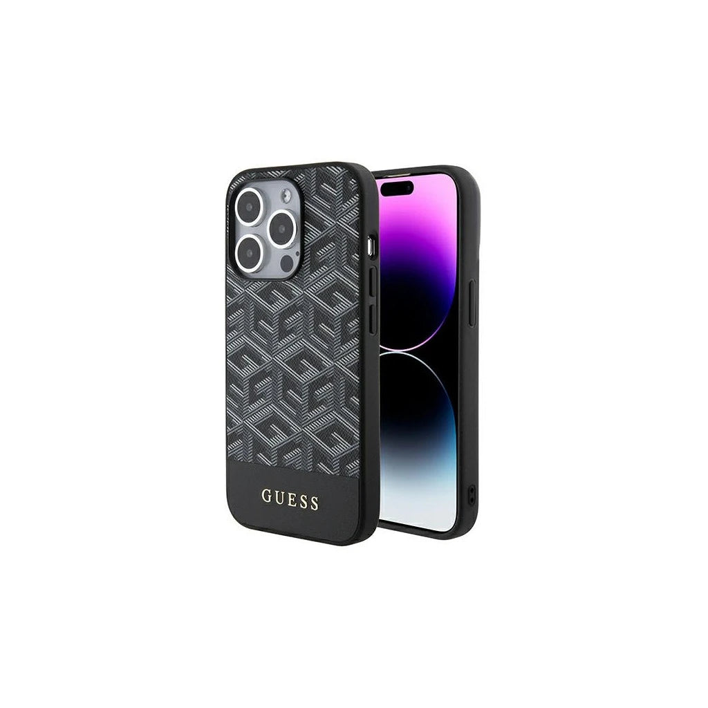 Guess GUHMP15XHGCFSEK iPhone 15 Pro Max 6.7" készülékhez kemény tok GCube Stripes MagSafe fekete -  iPhone 15 Pro Max tok a Domshop kínálatából