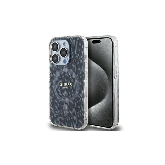 Guess GUHMP15XHGCUSTGK iPhone 15 Pro Max 6.7" készülékhez készült kemény tok IML GCube MagSafe fekete -  iPhone 15 Pro Max tok a Domshop kínálatából