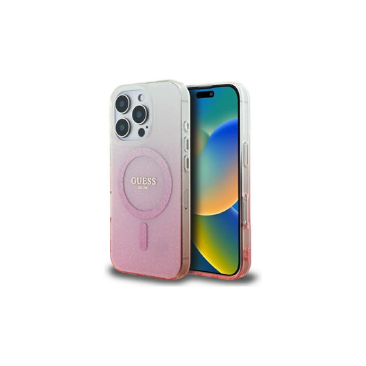 Guess GUHMP16LHGRCELP iPhone 16 Pro készülékhez 6.3" tok IML Glitter Gradient MagSafe rózsaszín -  iPhone 16 Pro tok a Domshop kínálatából