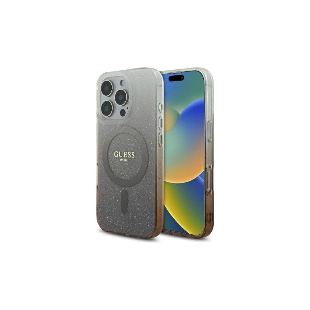 Guess GUHMP16LHGRCELW iPhone 16 Pro készülékhez 6.3" kemény tok IML Glitter Gradient MagSafe barna -  iPhone 16 Pro tok a Domshop kínálatából