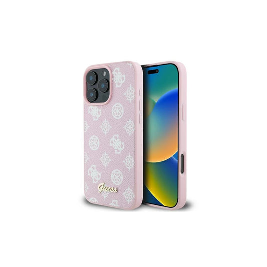 Guess GUHMP16LPGPYSP iPhone 16 Pro készülékhez 6.3" rózsaszín kemény tok Peony Script Logo MagSafe -  iPhone 16 Pro tok a Domshop kínálatából