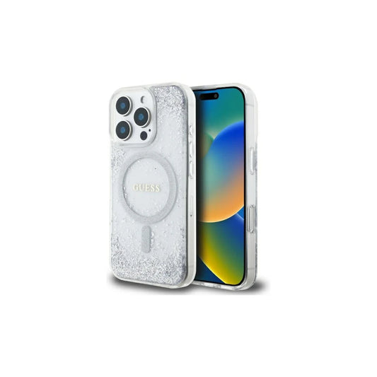 Guess GUHMP16LRGRGES iPhone 16 Pro 6.3" készülékhez kemény tok Resin Gradient Glitter MagSafe ezüst -  iPhone 16 Pro tok a Domshop kínálatából