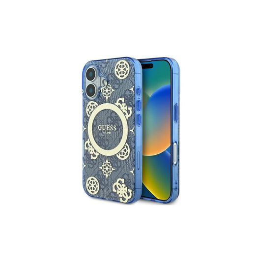 Guess GUHMP16SH4PYEEB iPhone 16 6.1" készülékhez tok IML Peony On 4G Background MagSafe kék -  iPhone 16 tok a Domshop kínálatából