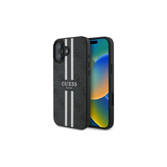 Guess GUHMP16SP4RPSK iPhone 16 6.1" készülékhez kemény tok – 4G Printed Stripes MagSafe fekete -  iPhone 16 tok a Domshop kínálatából