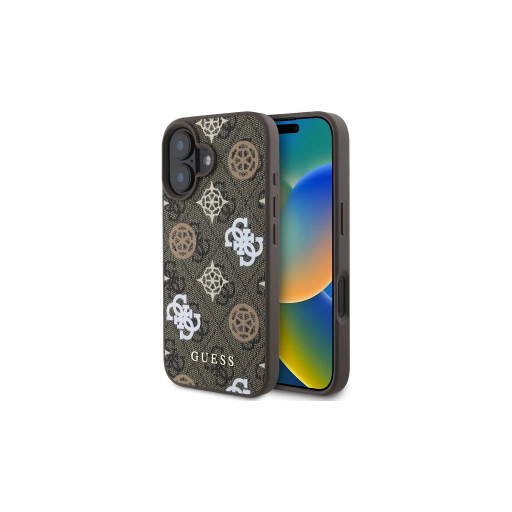 Guess GUHMP16SP4RPSW iPhone 16 6.1" készülékhez kemény tok 4G Printed Stripes MagSafe barna -  iPhone 16 tok a Domshop kínálatából