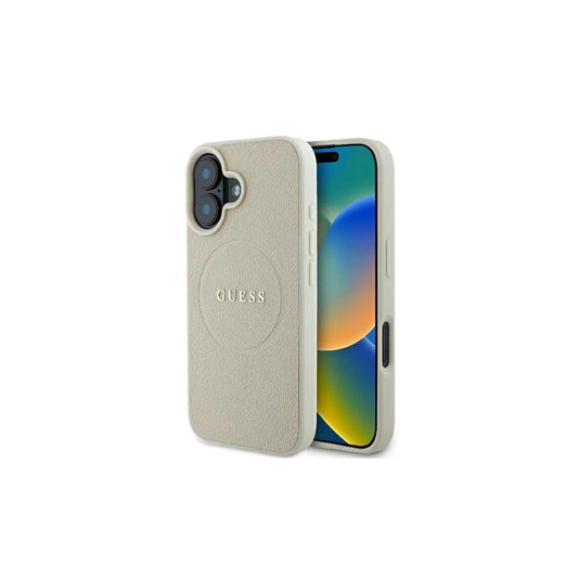 Guess GUHMP16SPGHSMME iPhone 16 6.1" készülékhez kemény tok Grained Ring MagSafe bézs -  iPhone 16 tok a Domshop kínálatából