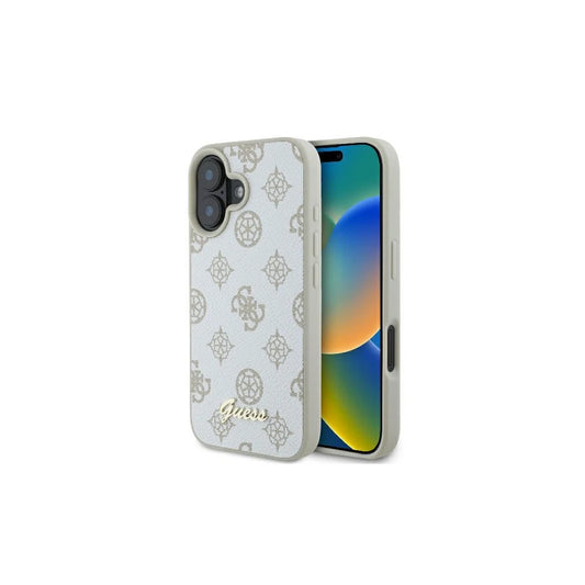 Guess GUHMP16SPGPYSH iPhone 16 6.1 készülékhez tok Peony Script Logo MagSafe fehér -  iPhone 16 tok a Domshop kínálatából
