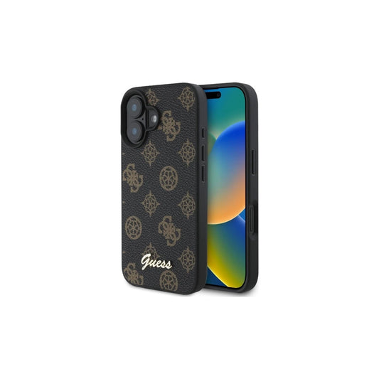 Guess GUHMP16SPGPYSK iPhone 16 6.1" készülékhez kemény tok Peony Script MagSafe fekete -  iPhone 16 tok a Domshop kínálatából