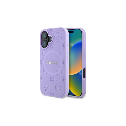 Guess GUHMP16SPSAPSMEU iPhone 16 készülékhez 6.1" kemény tok Saffiano Peony Classic Logo MagSafe lila -  iPhone 16 tok a Domshop kínálatából