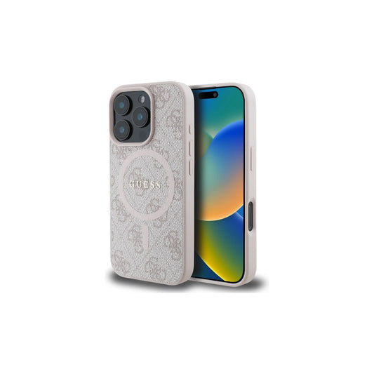Guess GUHMP16XG4GFRP iPhone 16 Pro Max készülékhez 6.9" tok 4G Ring Classic Logo MagSafe rózsaszín -  iPhone 16 Pro Max tok a Domshop kínálatából
