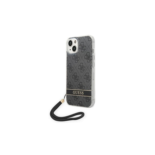 Guess GUOHCP14MH4STK iPhone 14 Plus / 15 Plus készülékhez 6.7” kemény tok 4G Print Strap fekete -  iPhone 14 Plus/15Plus tok a Domshop kínálatából