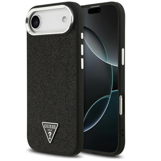 Guess Glitter Triangle Logo Apple iPhone Air (2025) MagSafe hátlap tok, fekete-ezüst -  iPhone 17 Air tok a Domshop kínálatából