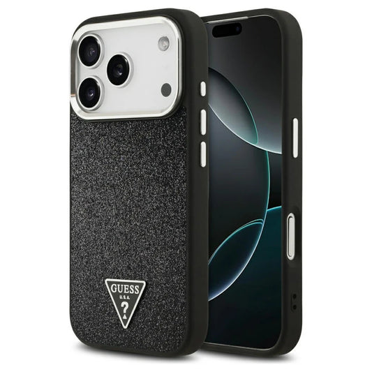 Guess Glitter Triangle Logo MagSafe tok iPhone 17 Pro készülékhez fekete -  iPhone 17 Pro tok a Domshop kínálatából