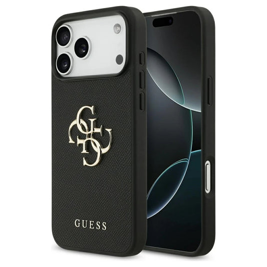 Guess Grained Big 4G & Classic Logo tok iPhone 17 Pro Max készülékhez fekete -  iPhone 17 Pro Max tok a Domshop kínálatából
