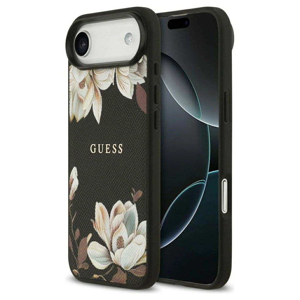 Guess Grained Flowers Classic Logo MagSafe tok iPhone Air készülékhez fekete -  iPhone 17 Air tok a Domshop kínálatából