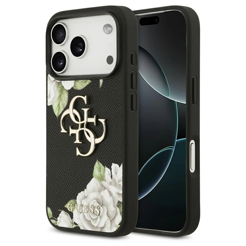 Guess Grained Roses & Big 4G Logo tok iPhone 17 Pro készülékhez fekete -  iPhone 17 Pro tok a Domshop kínálatából