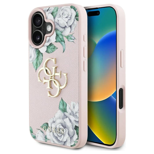 Guess Grained Roses Big 4G logo tok iPhone 16 készülékhez rózsaszín -  iPhone 16 tok a Domshop kínálatából