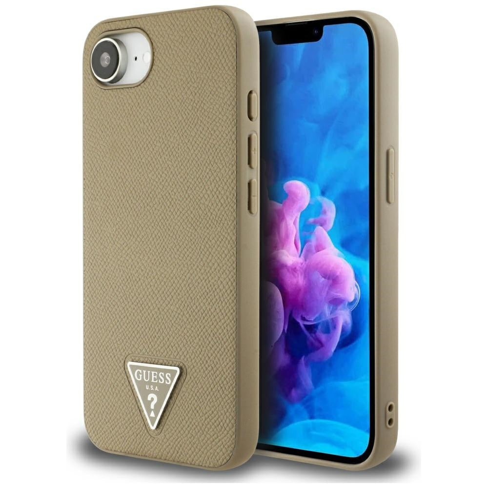 Guess Grained Triangle Apple iPhone 16e MagSafe tok, világosbarna -  iPhone 16e tok a Domshop kínálatából