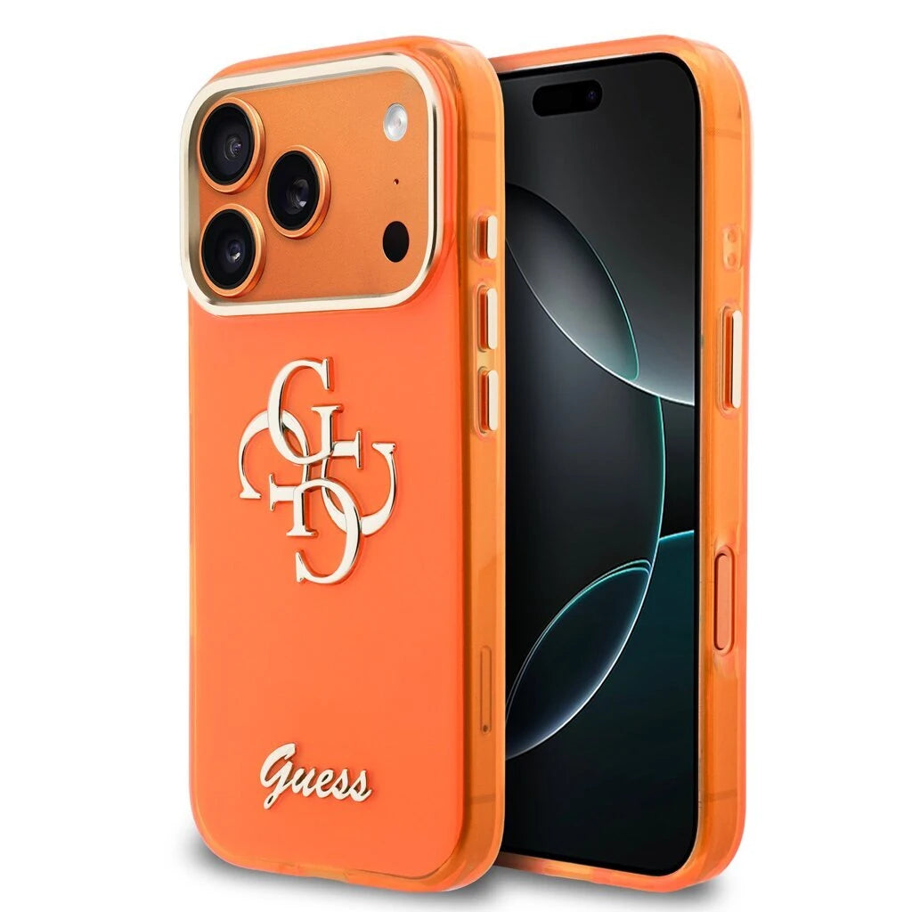 Guess IML 4G Script Metal Logo tok az iPhone 17 Pro készülékhez narancs -  iPhone 17 Pro tok a Domshop kínálatából