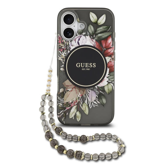 Guess IML Flowers Strap MagSafe tok iPhone 17 készülékhez fekete -  iPhone 17 tok a Domshop kínálatából